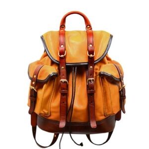 Chic Orange and Brown Leather Backpack
